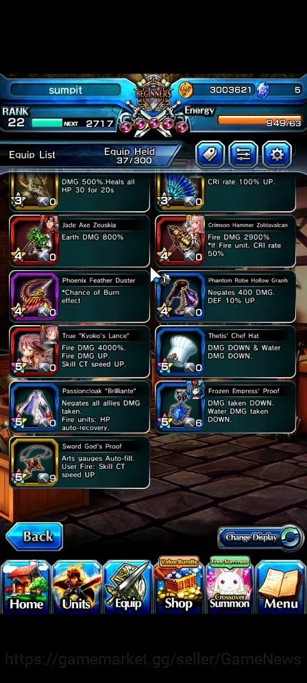 Grand Summoners Accounts Global|Rank 22|Starter|4 Ascend| Kyoko Sakura+TW,V image 8