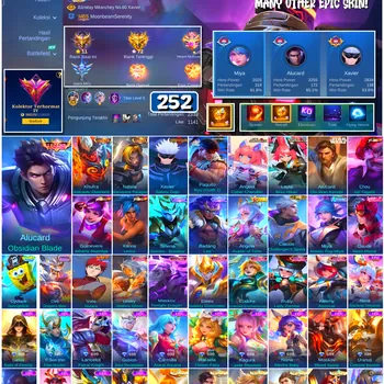 Mobile Legends: Bang Bang Accounts #4475 252 Skins | Alucard Obsidian Blade (LEGEND) | Xavier Satoru Gojo (JUJUTSU KAISEN