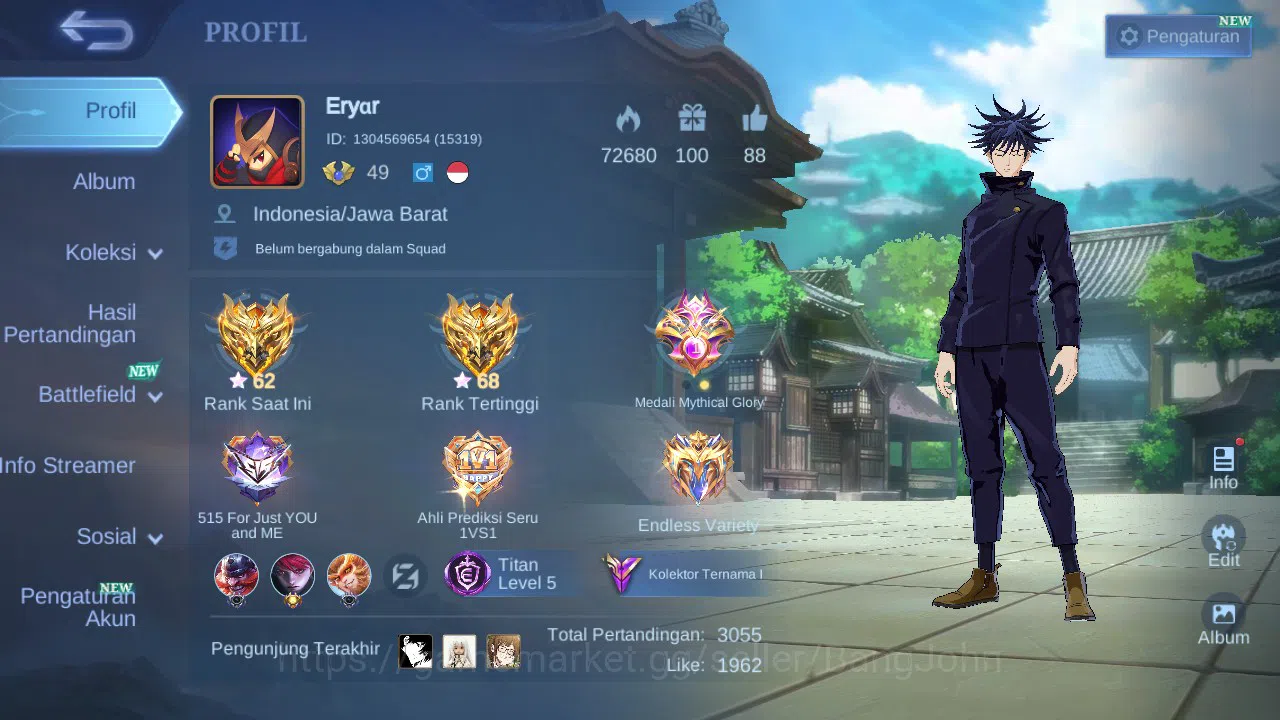 Mobile Legends: Bang Bang Accounts GLOBAL Hero 104 Skin 271 | 11.11 Nolan | JJK Julia image 16
