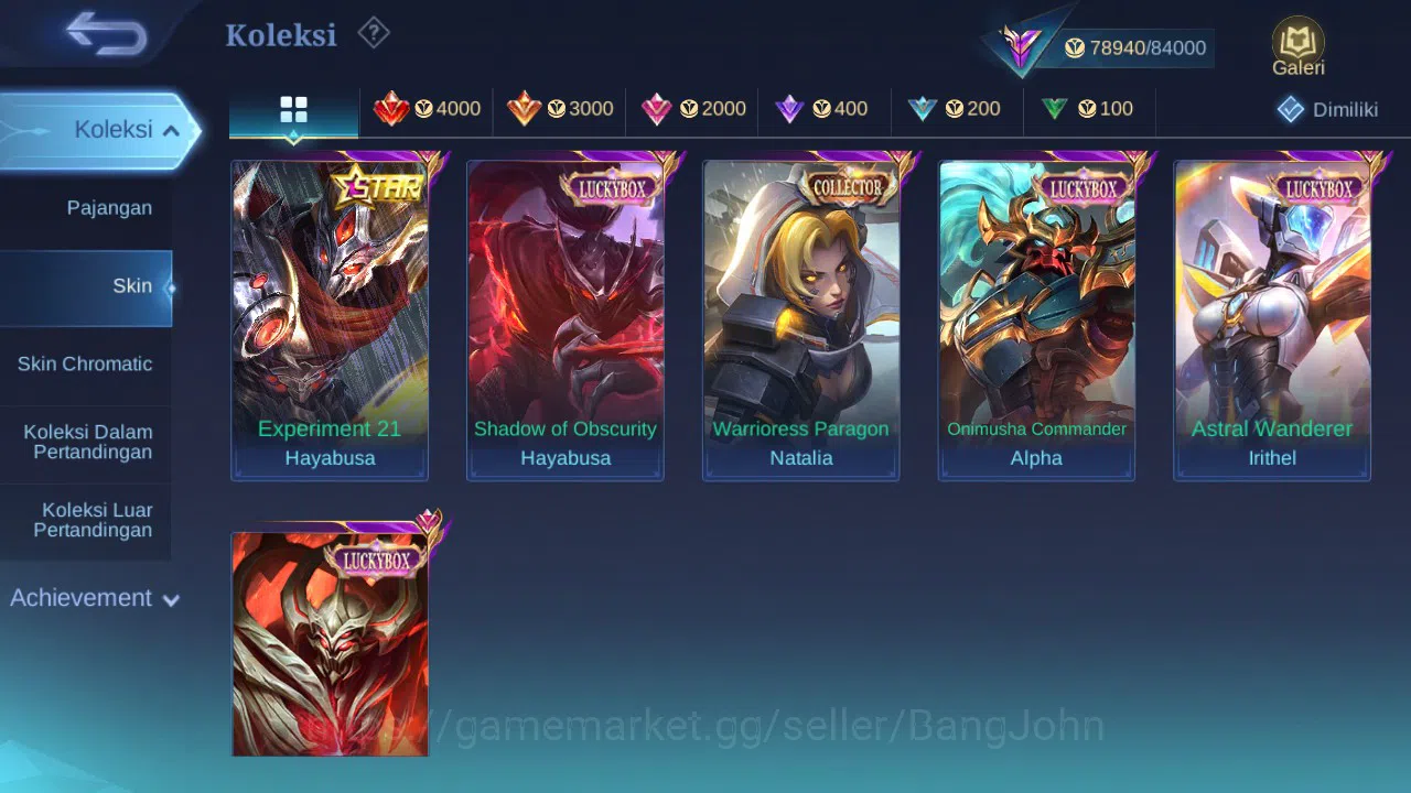 Mobile Legends: Bang Bang Accounts GLOBAL Hero 104 Skin 271 | 11.11 Nolan | JJK Julia image 2