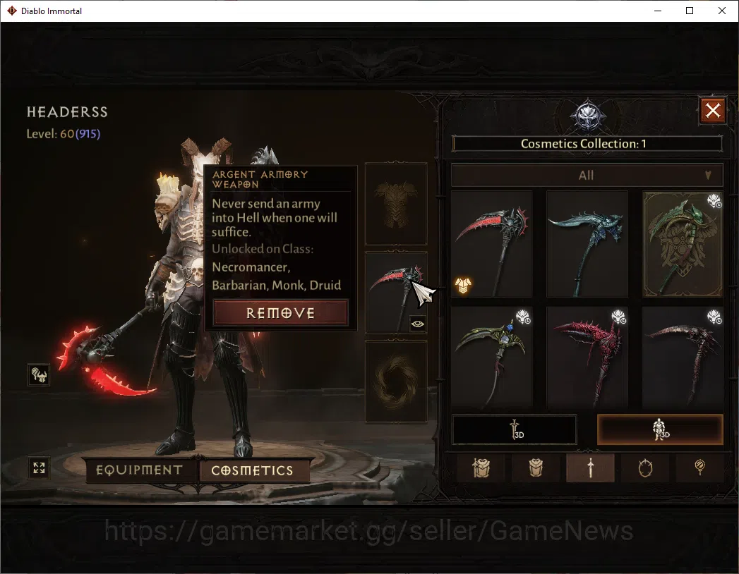 Diablo Immortal Accounts NA-High Heaven|CS ON|Lv60(915)|Necromancer|CR 42k| image 9