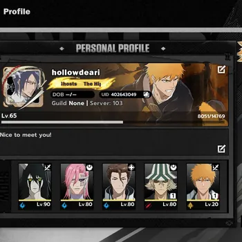 BLEACH: Soul Resonance Accounts Nuverse SEA |Lv.65| 9 SSR 5 Sign