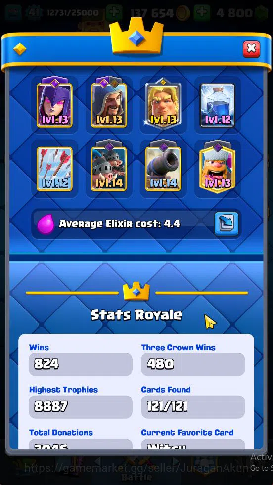 Clash Royale Accounts Lv 41|Trophy 8726|KTL 13|LMT Skin|Card 121|1 Hero image 3