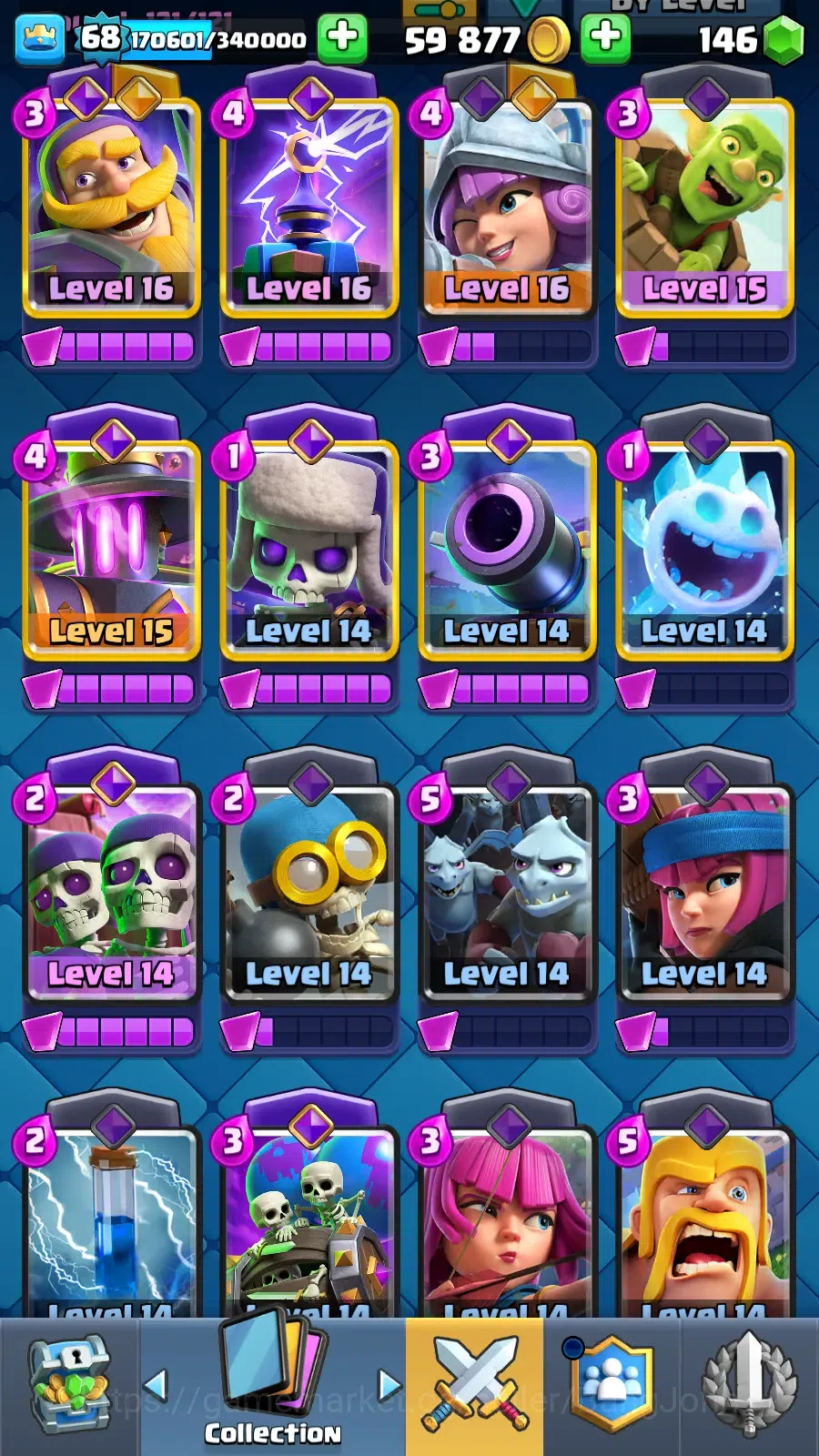 Clash Royale Accounts Others Lv 68|Trophy 12389|KTL 15|LimitedSkin|Card121|11 Max,5 Hero,13 3