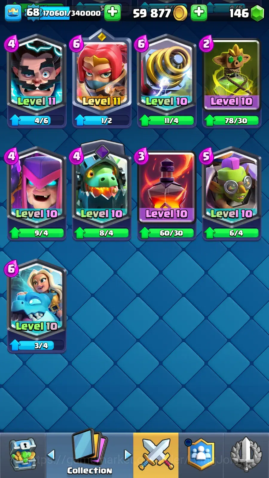 Clash Royale Accounts Others Lv 68|Trophy 12389|KTL 15|LimitedSkin|Card121|11 Max,5 Hero,13 5