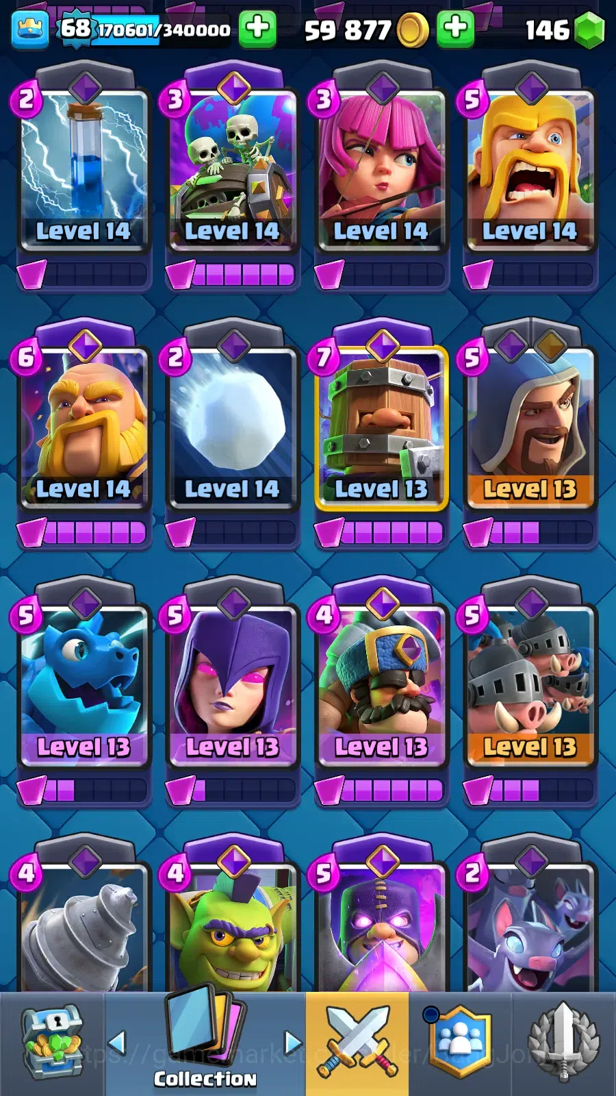 Clash Royale Accounts Others Lv 68|Trophy 12389|KTL 15|LimitedSkin|Card121|11 Max,5 Hero,13 6