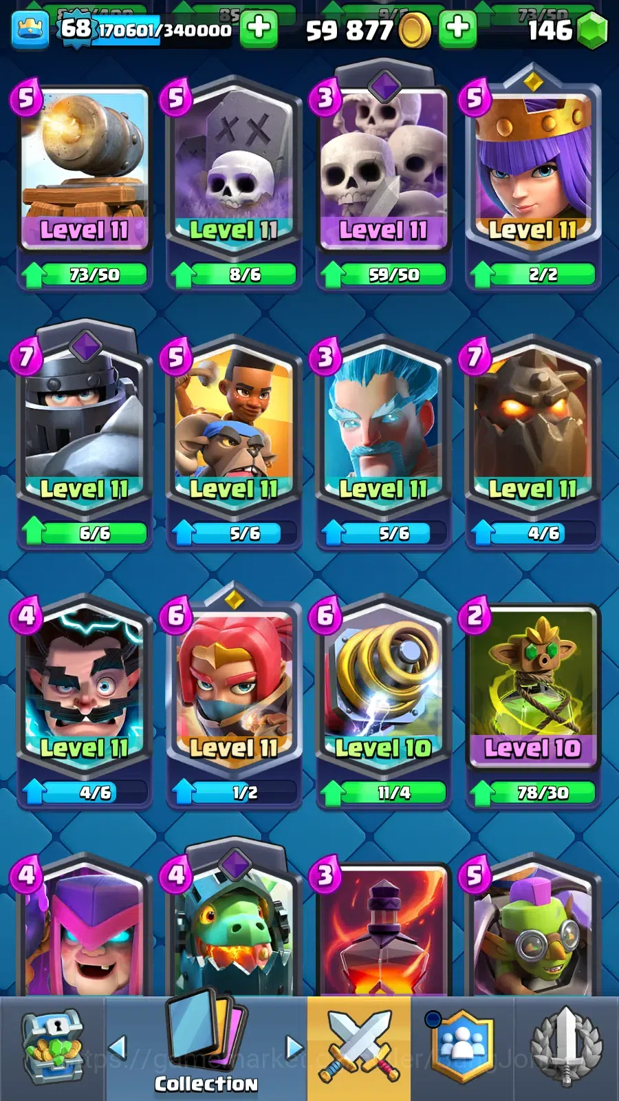 Clash Royale Accounts Others Lv 68|Trophy 12389|KTL 15|LimitedSkin|Card121|11 Max,5 Hero,13 7
