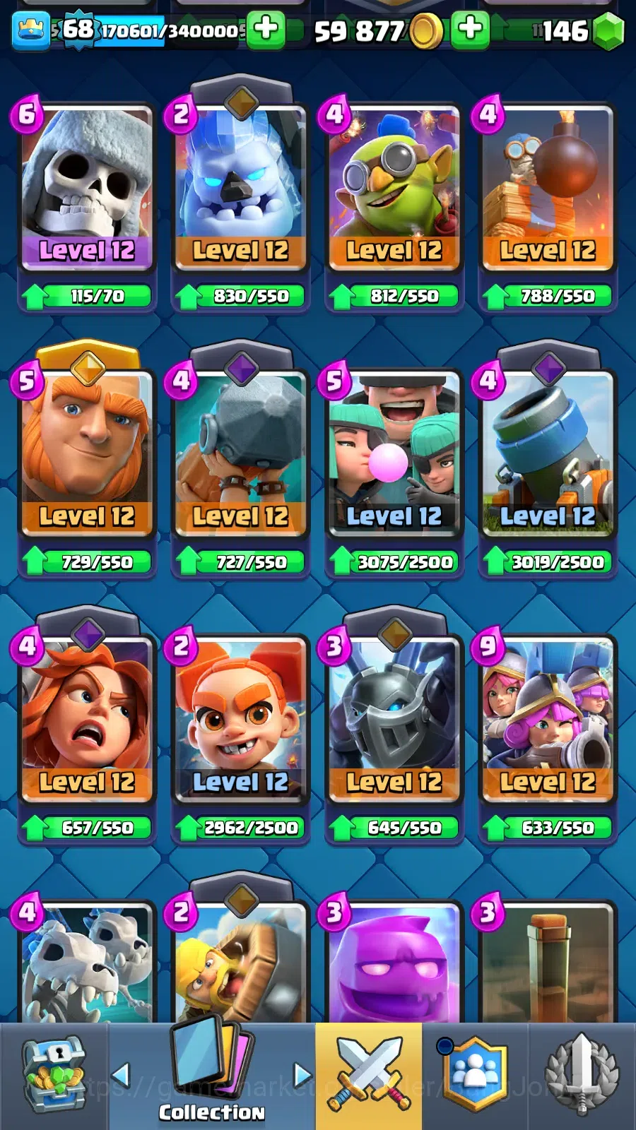 Clash Royale Accounts Others Lv 68|Trophy 12389|KTL 15|LimitedSkin|Card121|11 Max,5 Hero,13 8