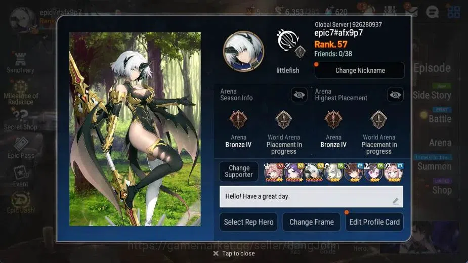 Epic Seven Accounts High-End Global Unverif | 9 ML(EIlynav,NMLuna,ATywin,Straze,Etc.) | SS 620 | Stigma 78,2k | Log Stove 1