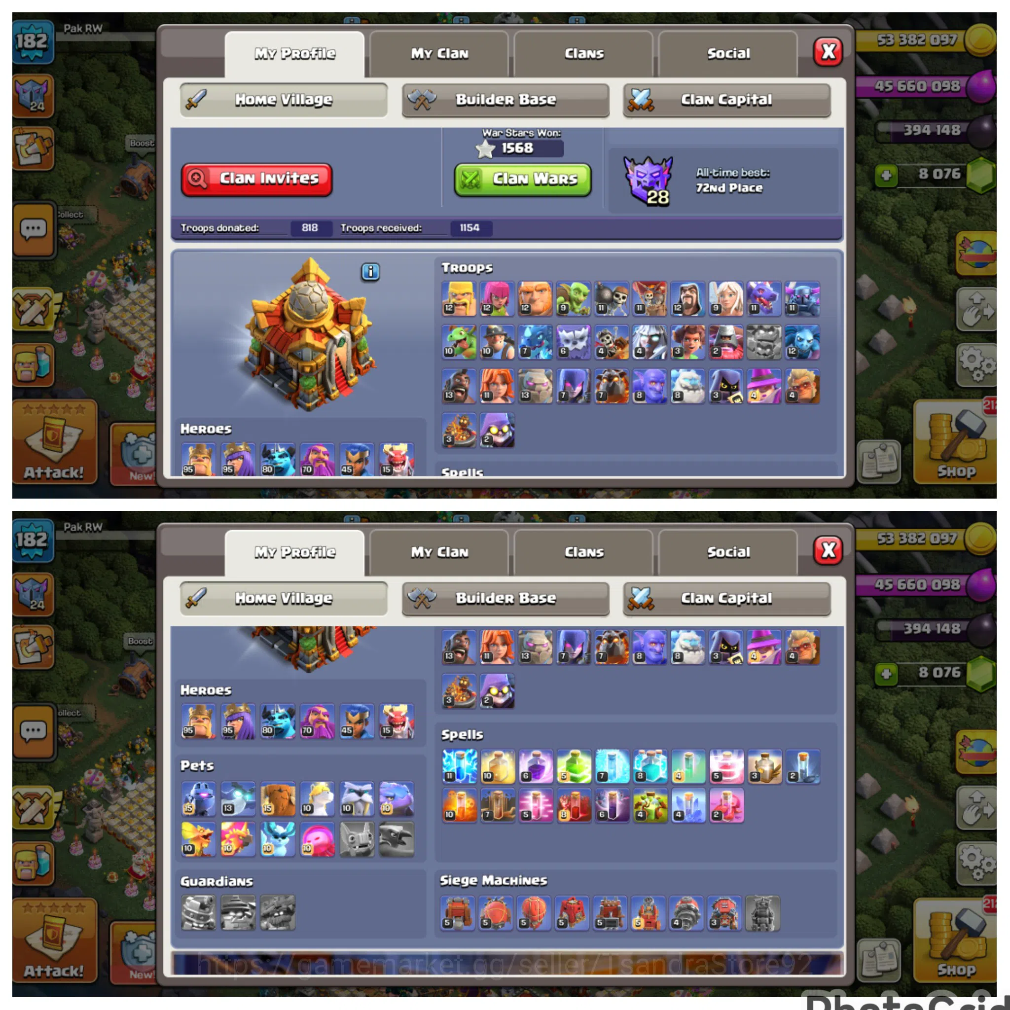 Clash of Clans Accounts High-End TH 16 LVL 181 MAXED 100% RARE WITH EPIC 9 MAX(1 EPIC LVL 26)|NC FREE|STAR WAR 1568|307 1
