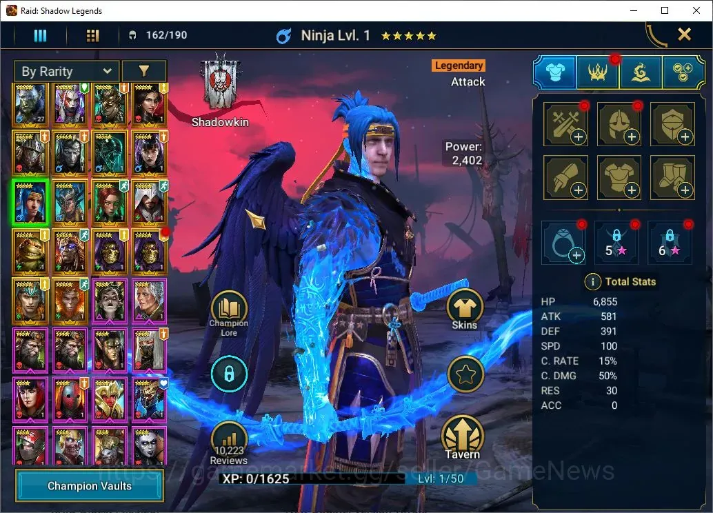Raid: Shadow Legends Accounts Mid-Game Lv 17|716K Power|18 Legend(Ninja,Dorothy,Artax,Rathalos,Ezio,Xenomorph,Leminisi,Mc 1