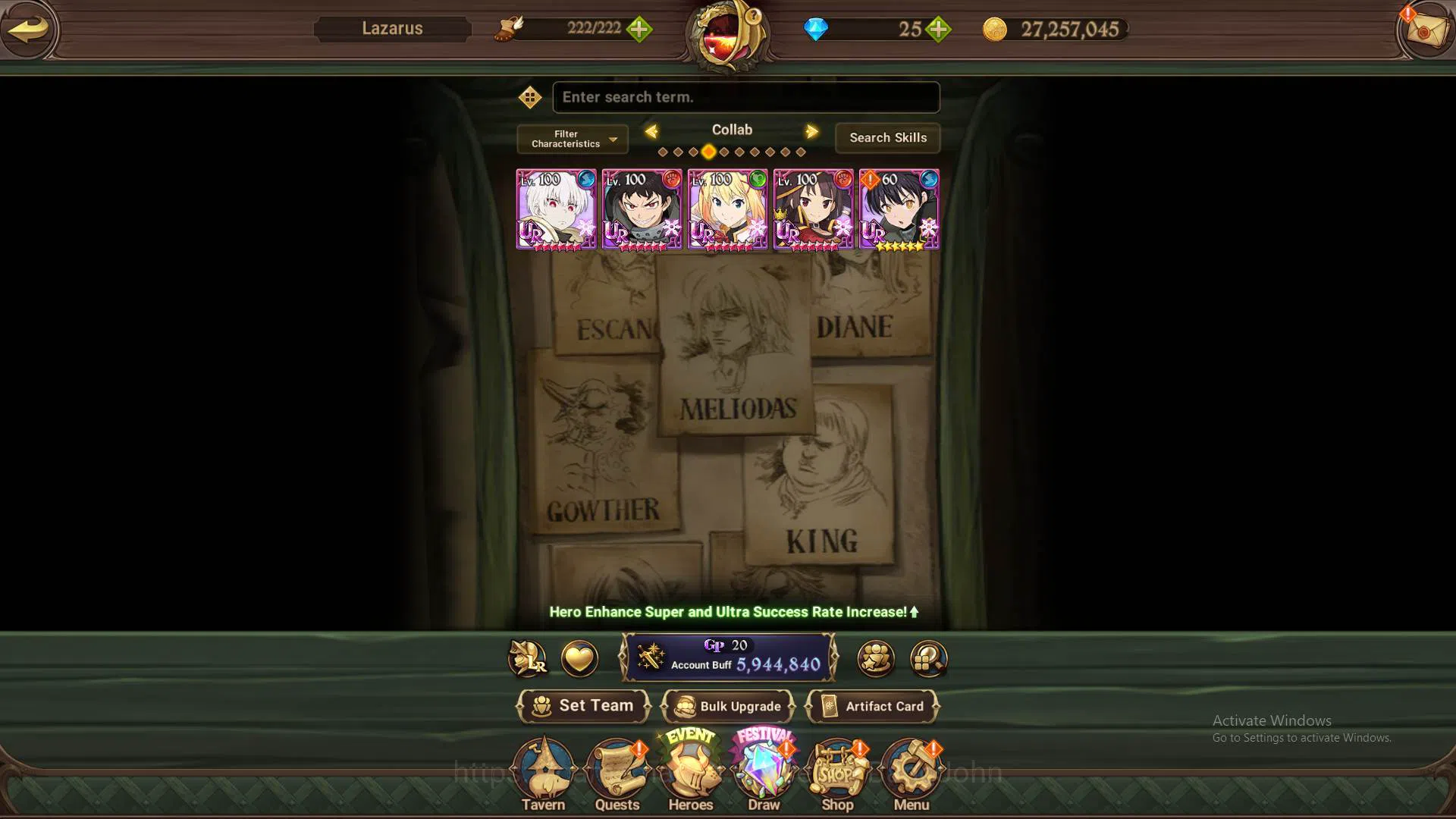 The Seven Deadly Sins: Grand Cross Accounts Others ASIA|5.9M CC|LS144|4LR Elizabeth3/6,Cusack5/6,Merlin3/6,Roxy4/6|5 4