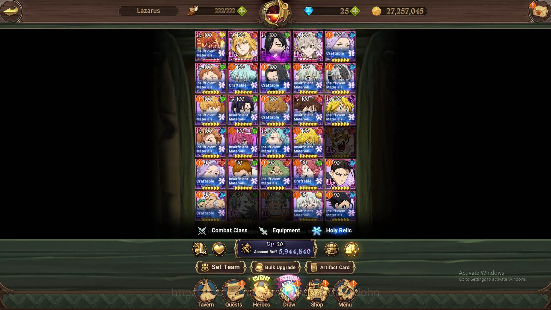 The Seven Deadly Sins: Grand Cross Accounts Others ASIA|5.9M CC|LS144|4LR Elizabeth3/6,Cusack5/6,Merlin3/6,Roxy4/6|5 7
