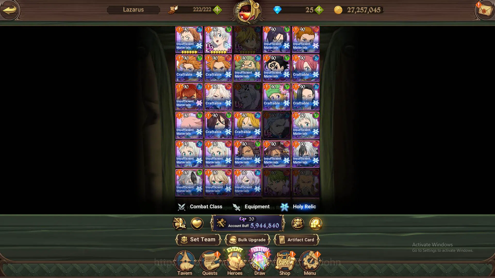 The Seven Deadly Sins: Grand Cross Accounts Others ASIA|5.9M CC|LS144|4LR Elizabeth3/6,Cusack5/6,Merlin3/6,Roxy4/6|5 8