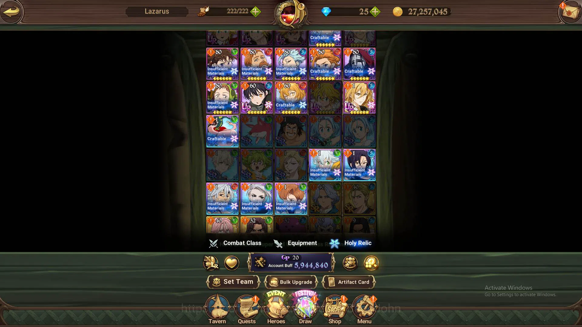 The Seven Deadly Sins: Grand Cross Accounts Others ASIA|5.9M CC|LS144|4LR Elizabeth3/6,Cusack5/6,Merlin3/6,Roxy4/6|5 9