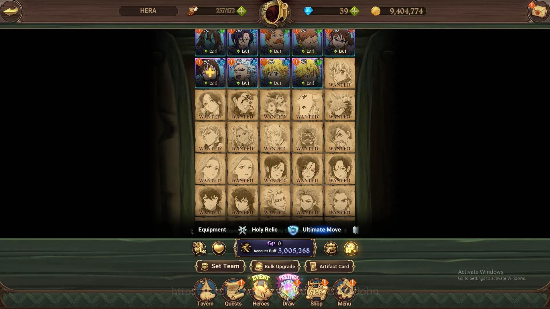 The Seven Deadly Sins: Grand Cross Accounts Others GLOBAL|3M CC| 1LR Elizabeth|Full collab FF|Meresca2/6,Salos,Chaos 16