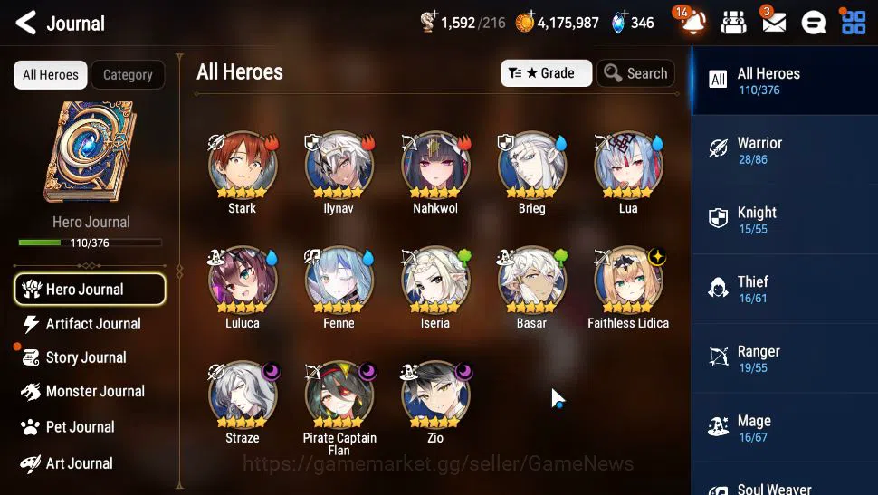Epic Seven Accounts Starter GLOBAL Unverif|Starter|4 ML(Straze,F Lidica,Zio, PC Flan),Stark,Fenne,etc|Poh+Bles ON|9k 8