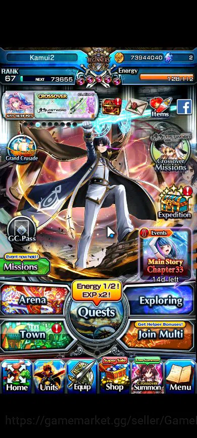 Grand Summoners Accounts Mid-Game Global|Rank 67|22 Ascend+3 TW|(Fen,Isliid HP,Konpaku,Frieren,Saigyouji,RR Rimuru,BB 1