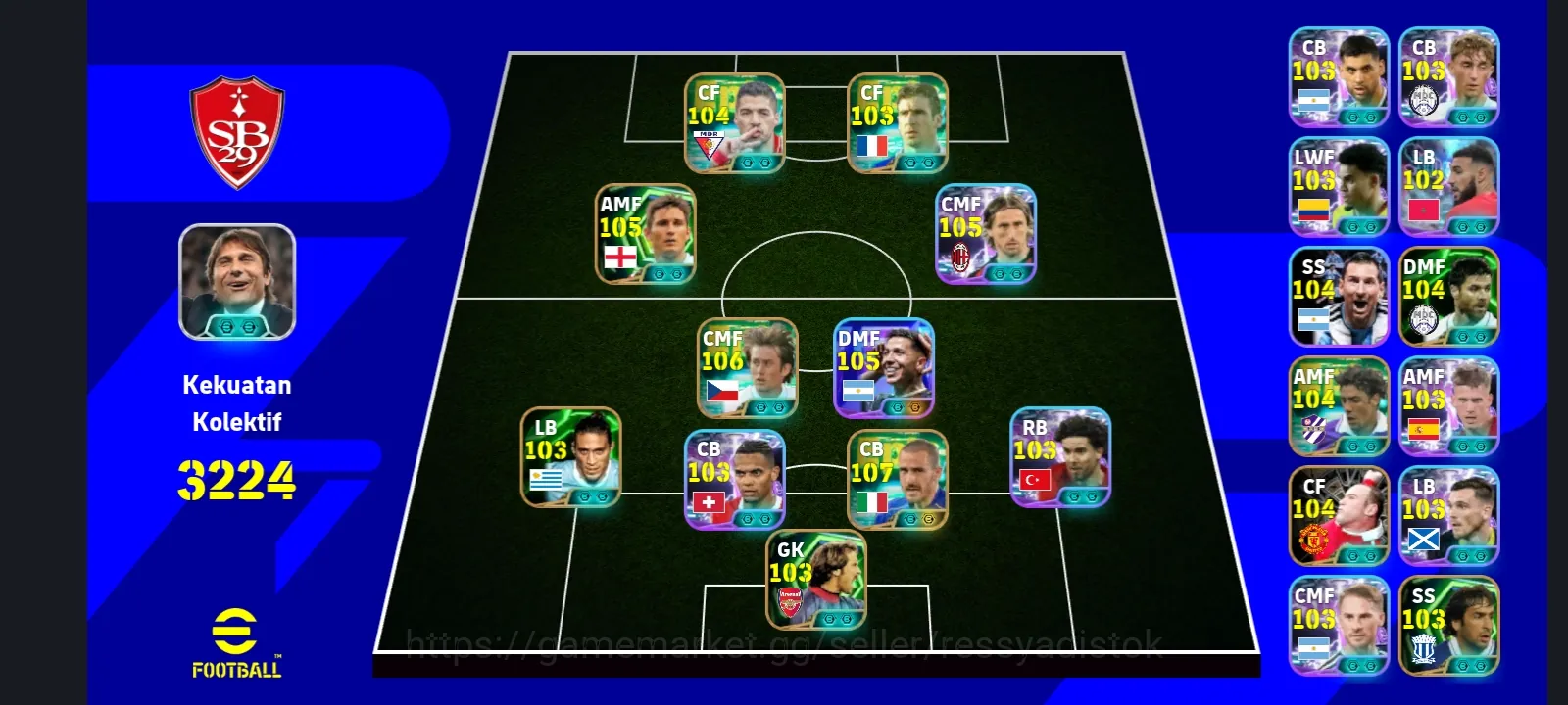 eFootball Accounts Legends & Iconic Players 5 MANAGER BOOSTER | COLECTIVE 3224+, NEW L BONUCCI x F LAMPARD x L MODRIC x ENZO 1