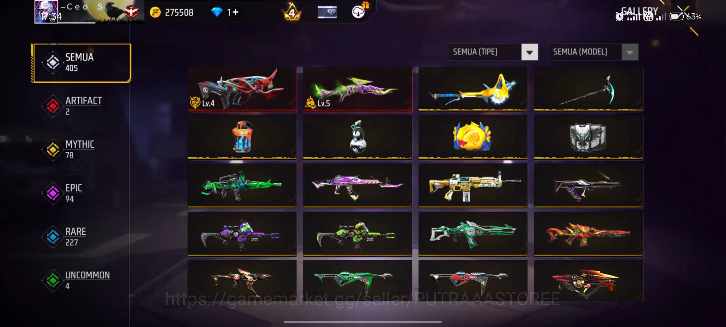 Free Fire Accounts FOR INDONESIA | SET BUDI 01 GAMING | SET WISANA | OUTFIT TOTAL 1422 | BUNDLE NARUTO | BUNDLE BTS | EVO 14