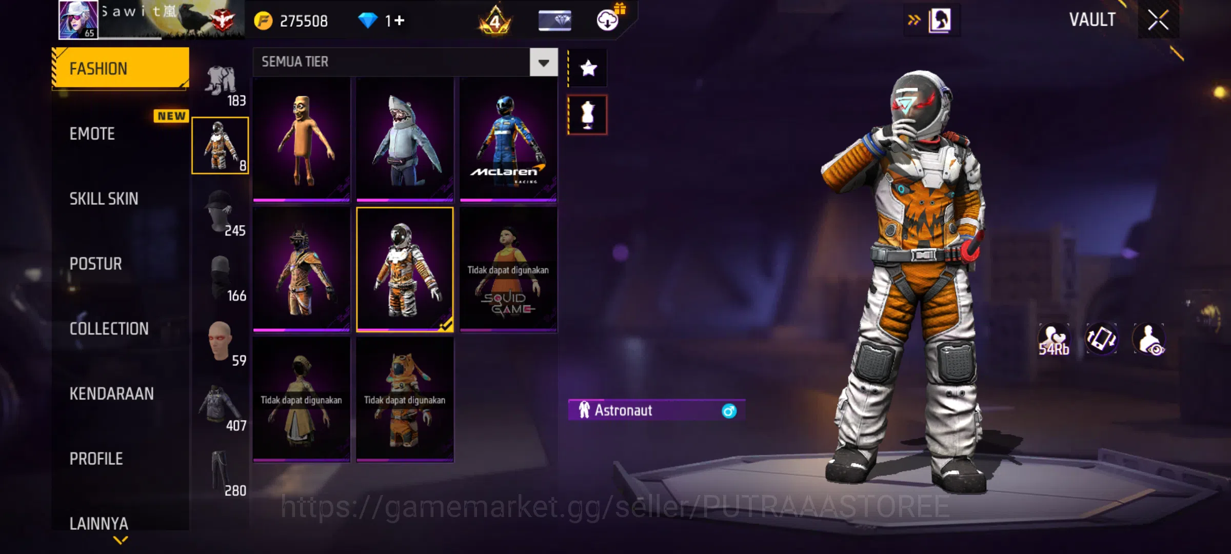 Free Fire Accounts FOR INDONESIA | SET BUDI 01 GAMING | SET WISANA | OUTFIT TOTAL 1422 | BUNDLE NARUTO | BUNDLE BTS | EVO 3