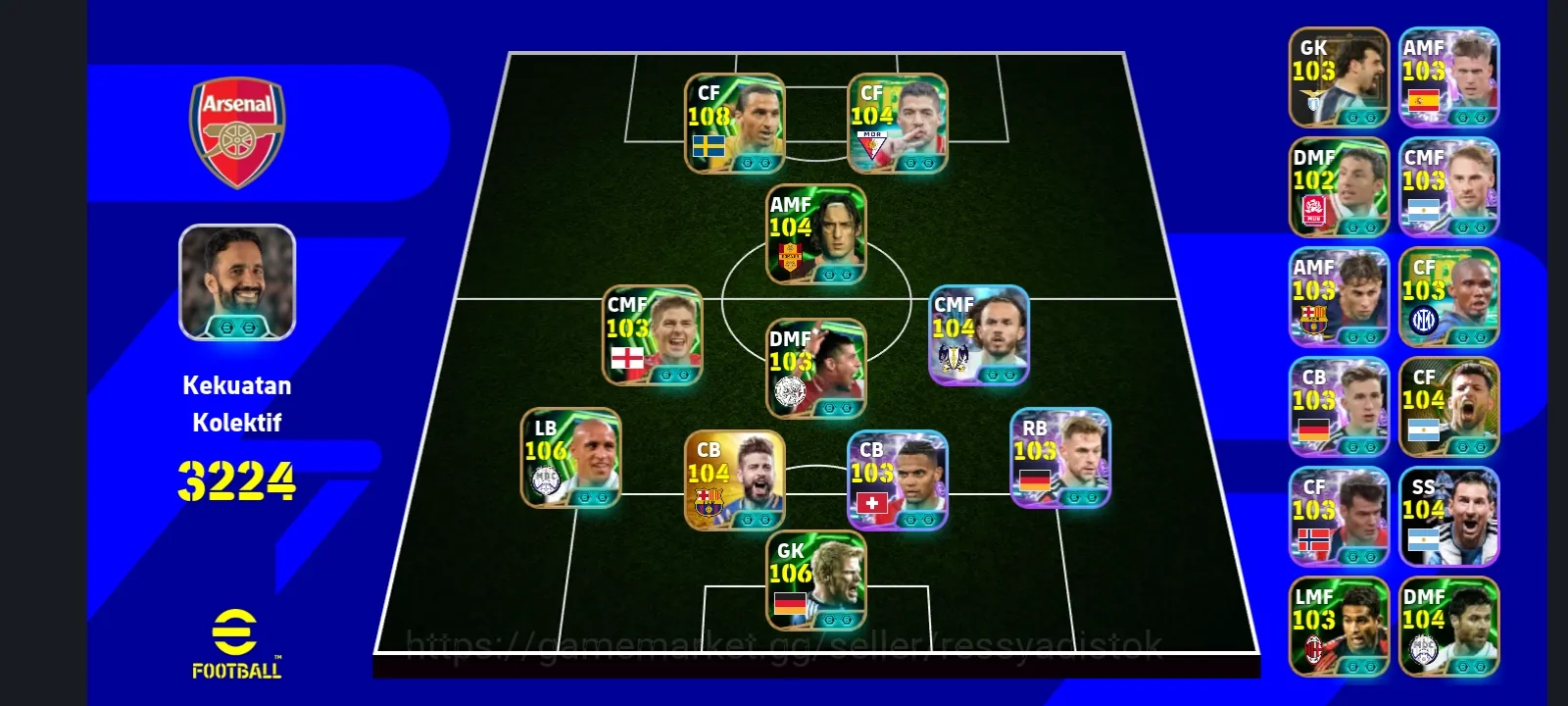eFootball Accounts Legends & Iconic Players COLECTIVE 3224+ | G PIQUE OLD x Z IBRAHIMOVIC x ROBERTO CARLOS x TOTTI x TOTTI x 1