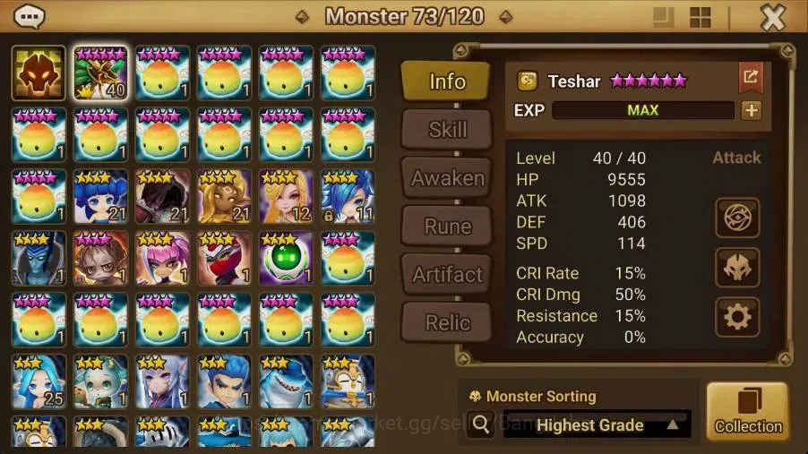 Summoners War: Sky Arena Accounts Starter GLOBAL | NB 5 TESHAR,Starter Gacha 115 12Y+160 11Y Scrool, 3 Legendary All 2
