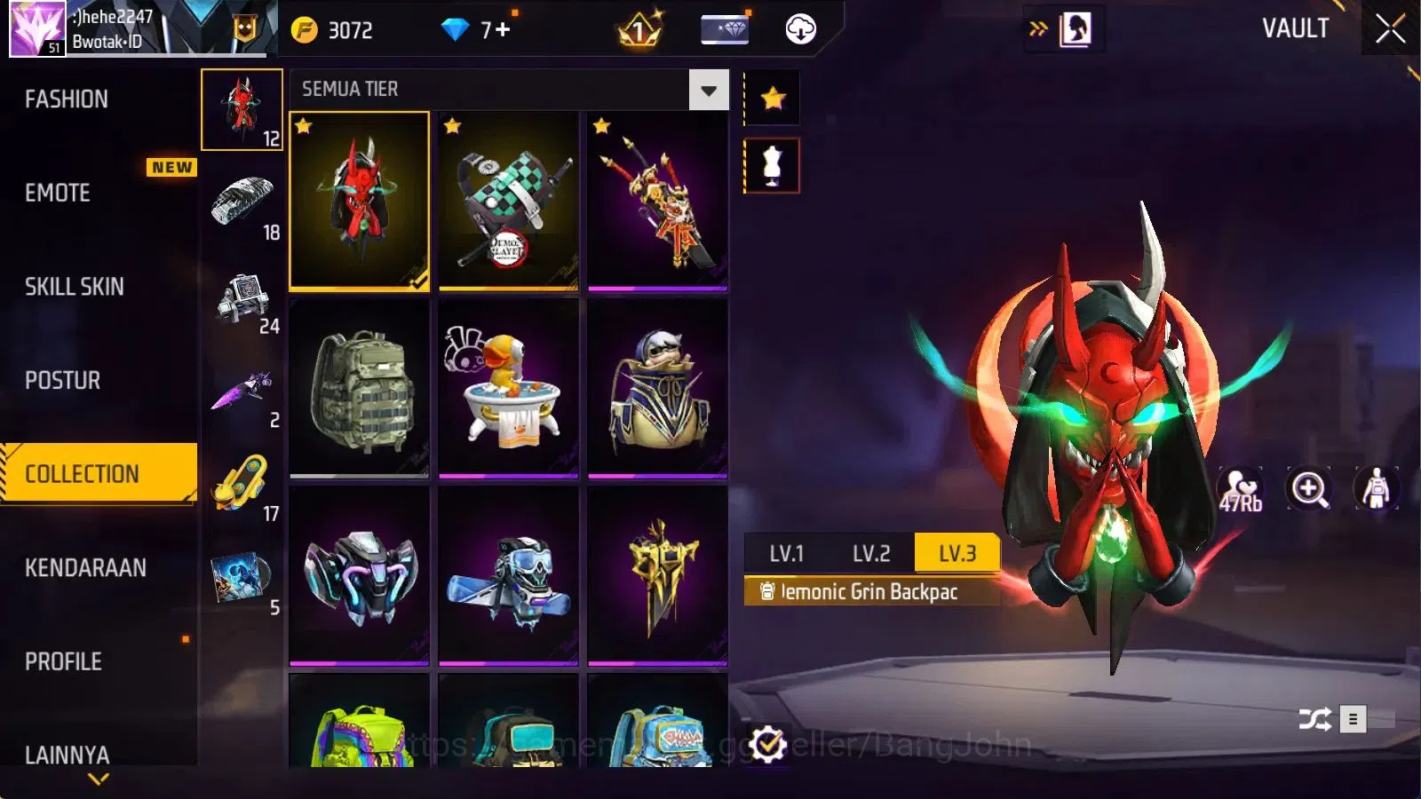 Free Fire Accounts Indonesia | M1887 Mamba Gnaw | Vault 284 | Bundle  image 16