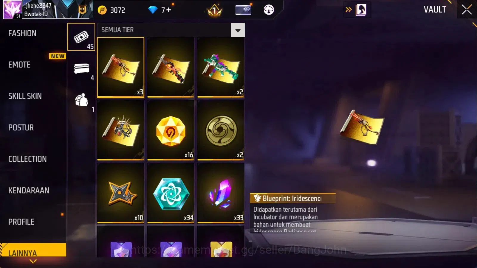 Free Fire Accounts Indonesia | M1887 Mamba Gnaw | Vault 284 | Bundle  image 18
