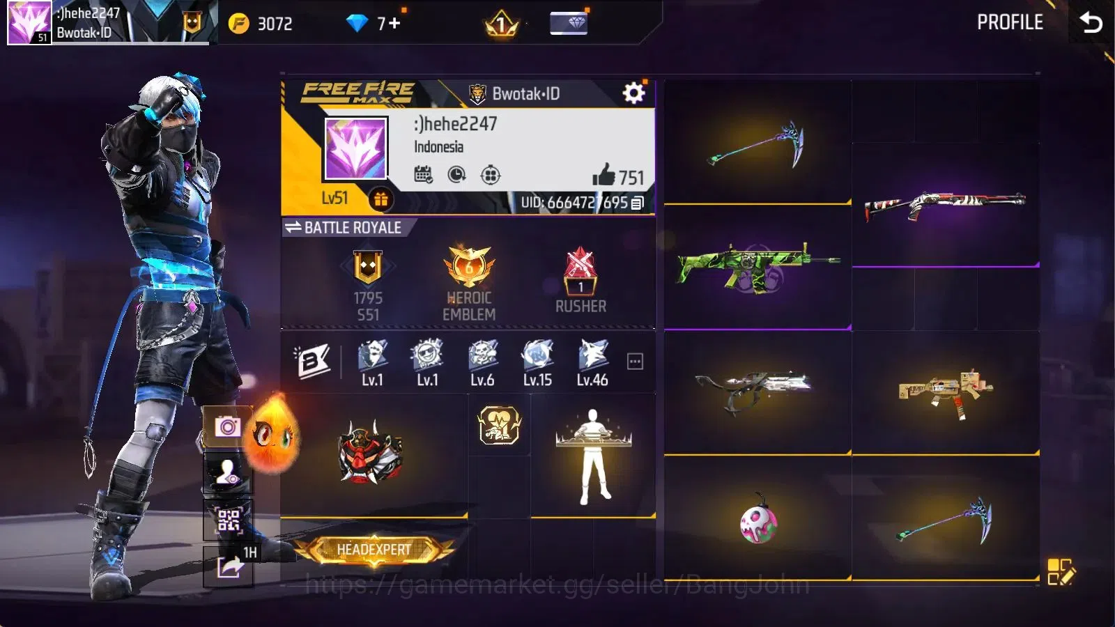 Free Fire Accounts Indonesia | M1887 Mamba Gnaw | Vault 284 | Bundle  image 19