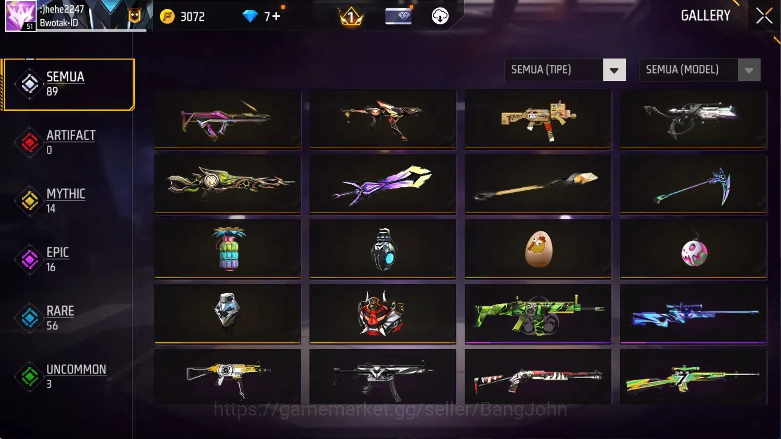 Free Fire Accounts Indonesia | M1887 Mamba Gnaw | Vault 284 | Bundle  image 7