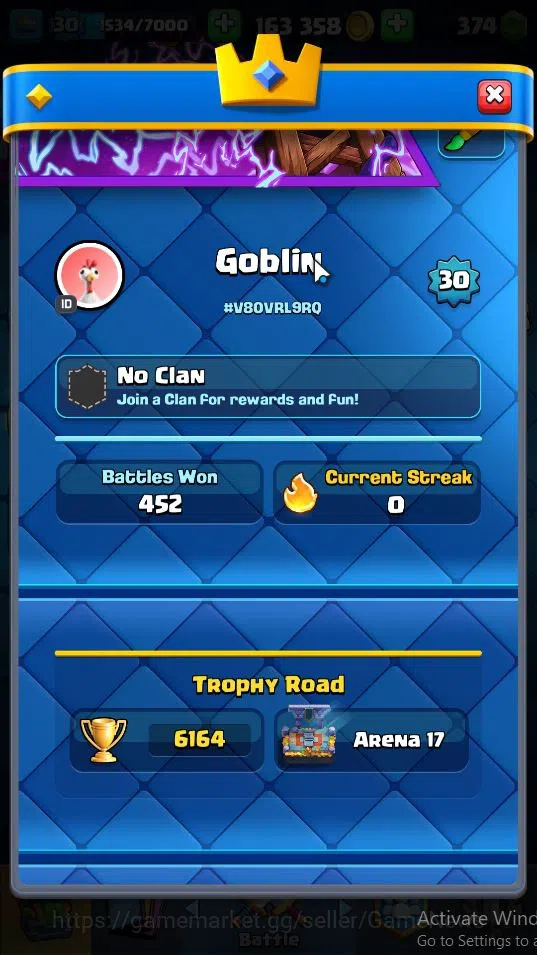 Clash Royale Accounts Lv 30|Trophy 6164|KTL 11|Total Card 107|2 Hero 4 E image 2