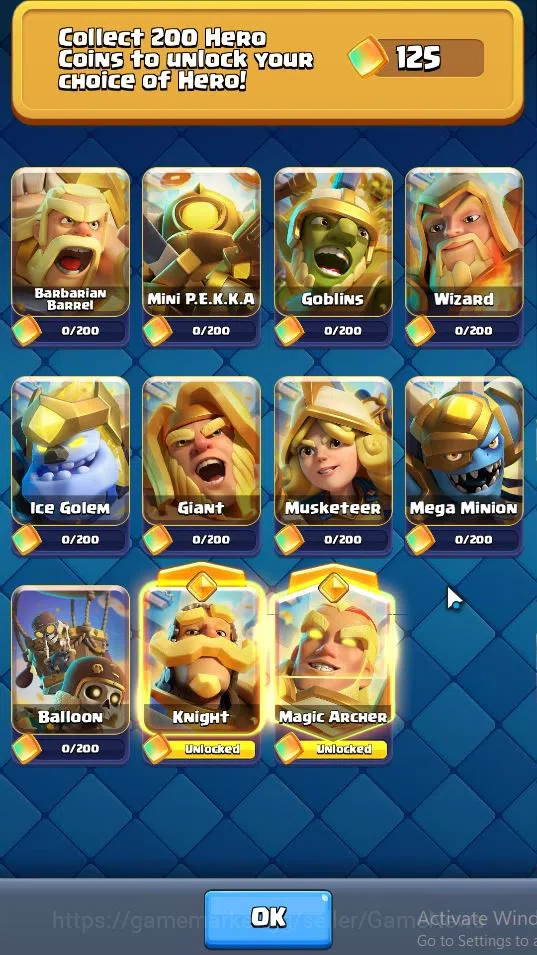 Clash Royale Accounts Lv 30|Trophy 6164|KTL 11|Total Card 107|2 Hero 4 E image 6