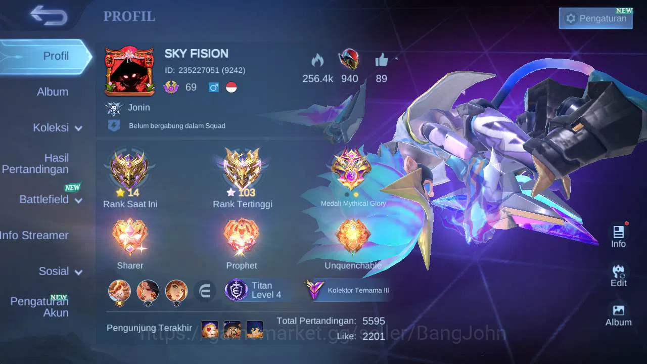 Mobile Legends: Bang Bang Accounts Global| Renow|skin 252,hero 132, Aspirn Change,LB( image 2