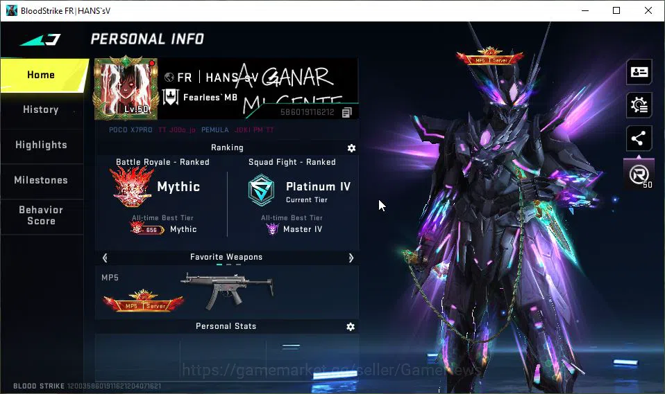 Blood Strike Accounts ASIA|4 ETERNAL[JET-Comet,ZERO-Oda,Melee Chainblade image 1