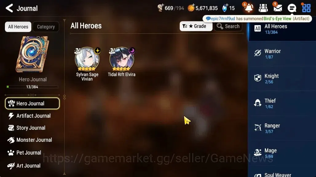 Epic Seven Accounts High-End GLOBAL UnVerif|NewEra|2 ML(Tidal Rift Elvira,SS Vivian)+Iseria,Landy,etc|Poh ON|450 MM+4,2k 1