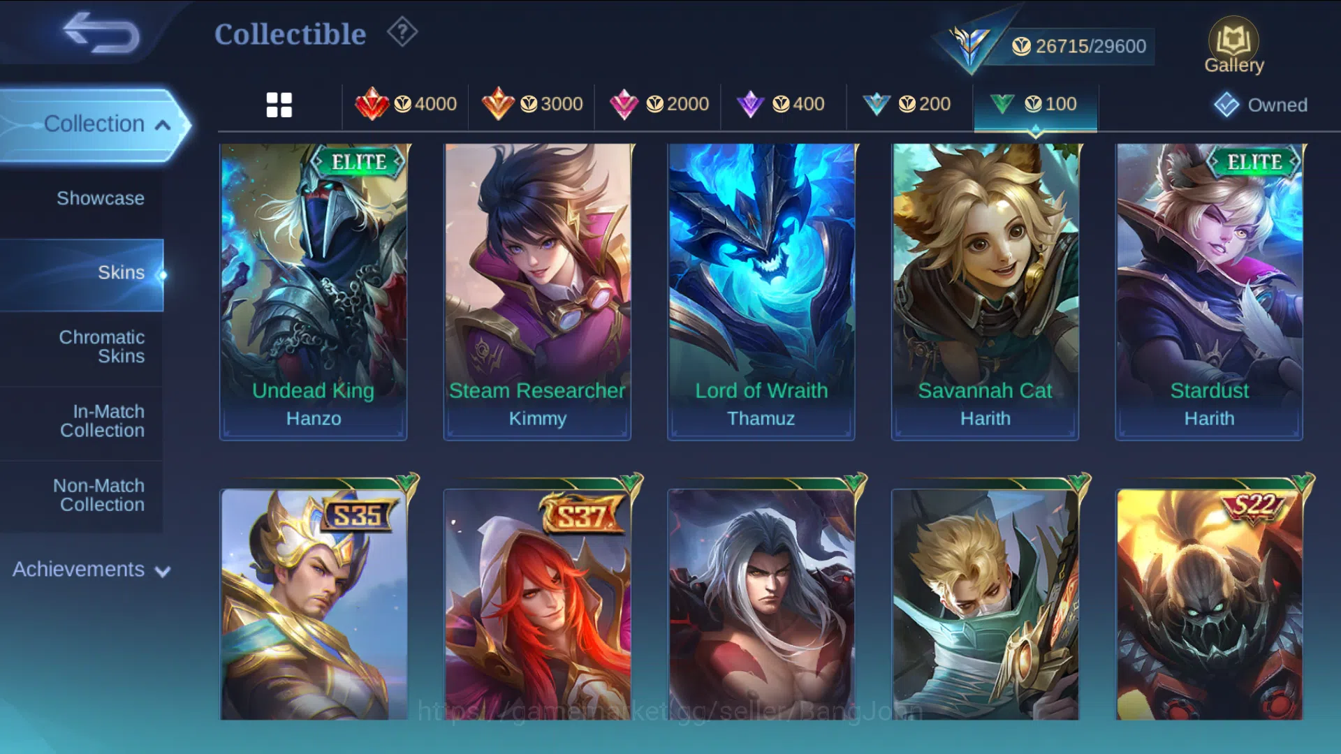 Mobile Legends: Bang Bang Accounts Others hero 93 | skin  | emblem all max | luckybox alice, m7 granger, kof karina, epic 16