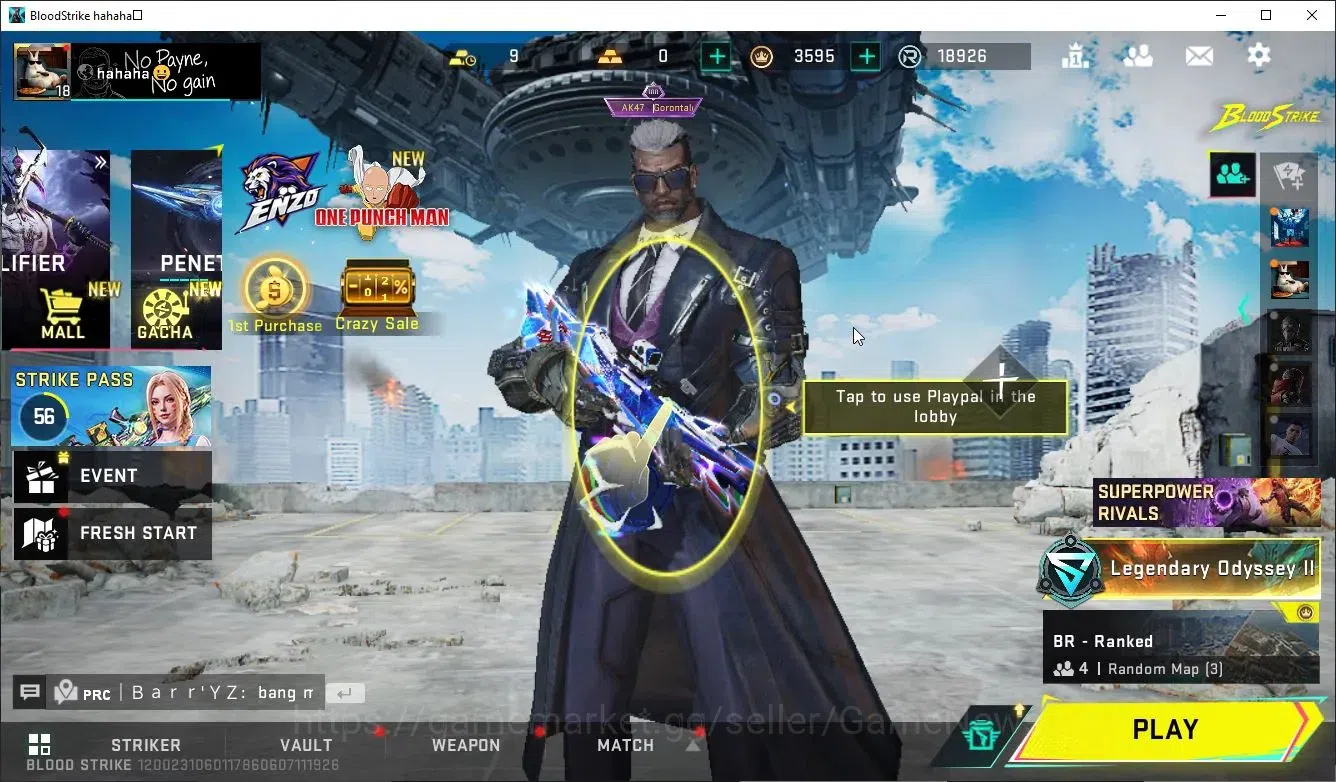 Blood Strike Accounts Collab Skin ASIA|Collab Enzo KRAKEN | 2 ULTRA Striker (ETHAN, E.M.T.) | LMT Origin-12 | 3 Legendary 1