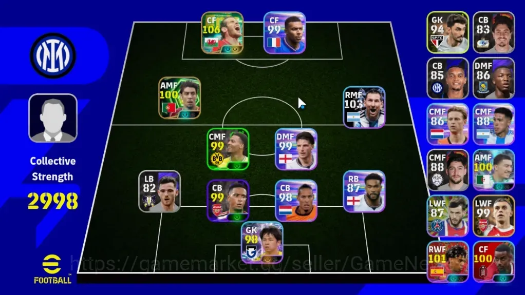 eFootball Accounts High-End Android|Power 2998|Epic Gareth Bale,Rui Costa|Show Time Araki Rui,Ibrahim Maza,L 1