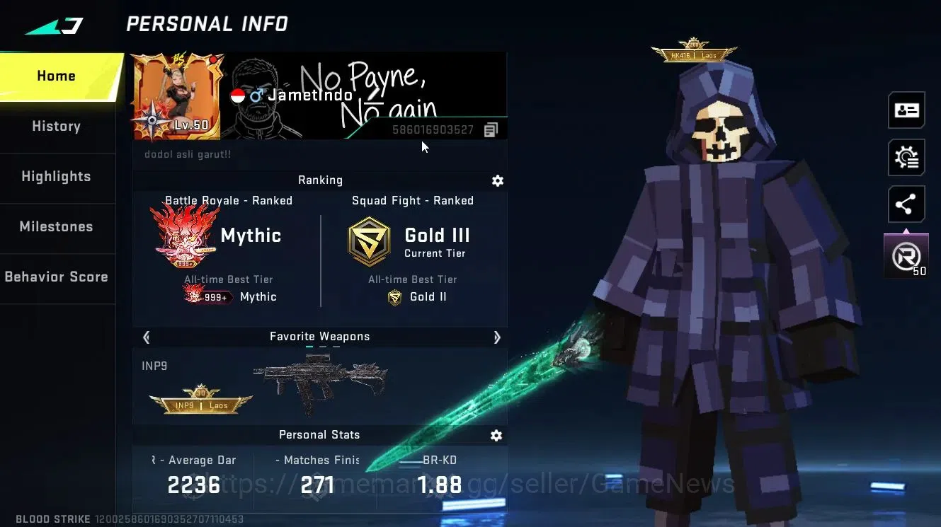Blood Strike Accounts Collab Skin ASIA|ETERNAL ZERO-Odashadow,DEagle-Scorpius|ULTRA MELEE Sword-Voidedge,TALON 3