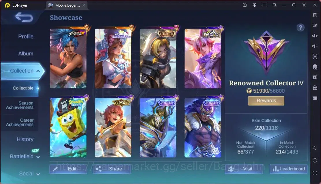 Mobile Legends: Bang Bang Accounts Collector Global |Hero117|Skin 220|Renowned|KOF Karina|Sanrio Floryn|CC Natalia|Meowkin 2