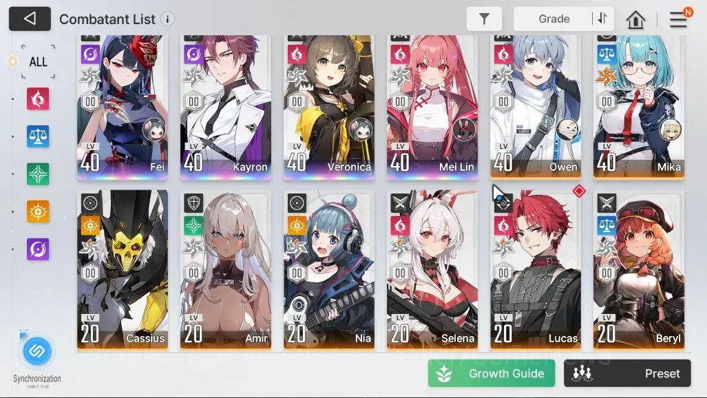 Chaos Zero Nightmare Accounts Global|Lv 35| 4 SSR (Fei,Kayron,Veronica,Mei Lin) +10 SR 1