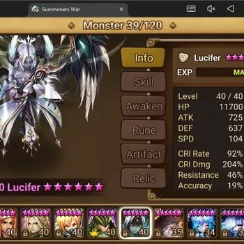 Summoners War: Sky Arena Accounts Others ASIA |Lv.100|LD (Lucifer)| 31 NB5 (Aragorn,Gandalf,Lucia,Hommunculus,ETC)|Fast