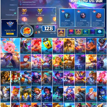 Mobile Legends: Bang Bang Accounts #4700 128 Skins | Karina Leona (KOF) | Badang Pegasus Seiya (SAINT SEIYA) | Cyclops