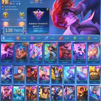 Mobile Legends: Bang Bang Accounts Rare Skin HERO 138 SKIN 284 | EMBLEM ALL MAX| KOF CHOU | ZENITH VEXANA | LUCKBOX 4 | STUN