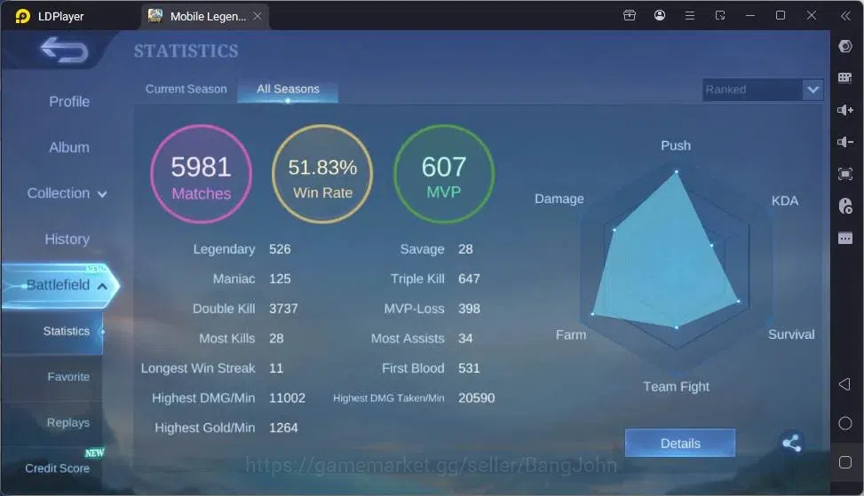 Mobile Legends: Bang Bang Accounts Global|Hero132|Skin305|Exalted|Collector Alpha|Pri image 16