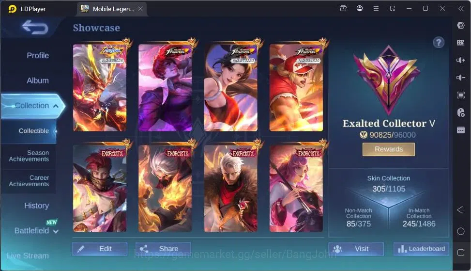 Mobile Legends: Bang Bang Accounts Global|Hero132|Skin305|Exalted|Collector Alpha|Pri image 17