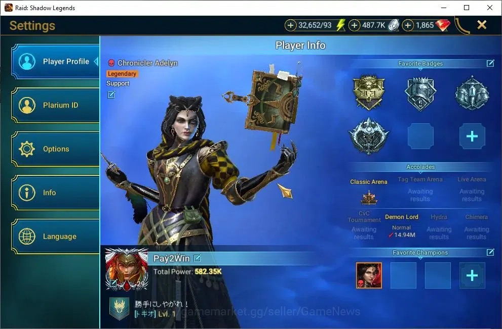 Raid: Shadow Legends Accounts Mid-Game Lv29 582K Power|1 Mythic(Arachoa)+18 2