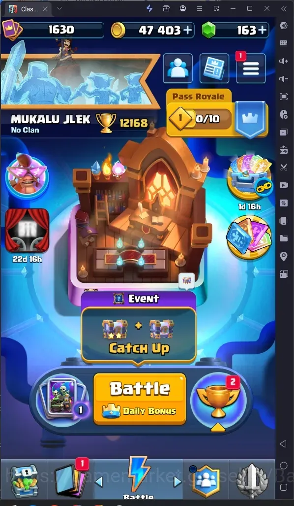 Clash Royale Accounts High-End Trophy 12168 | CL 1630 | KTL 15 | 123 Cards | 8 Camp | 6Hero | 14 Evo | Arena 29 | 47K 1
