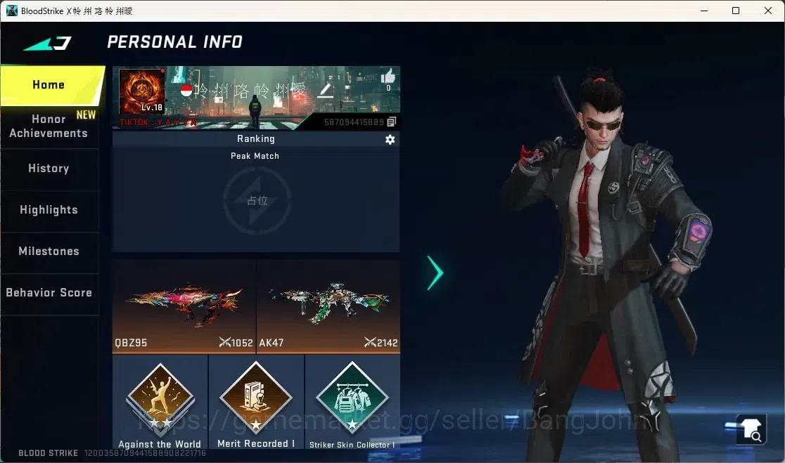 Blood Strike Accounts Others ASIA | 1 Eternal Striker: VOLT-Mantra|2 Ultra Melee:Talon Knife-Sanctum,Scythe|4 Ultra Gun|2 1